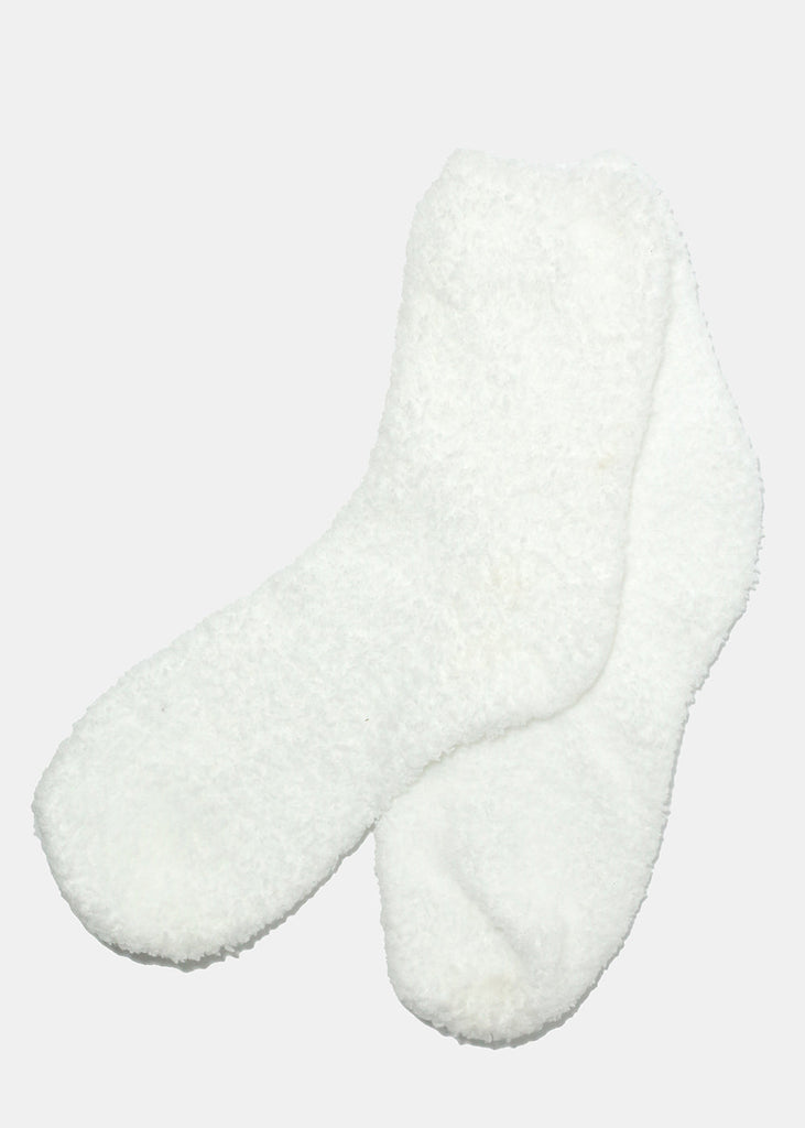 Solid Color Fuzzy Socks White ACCESSORIES - Shop Miss A