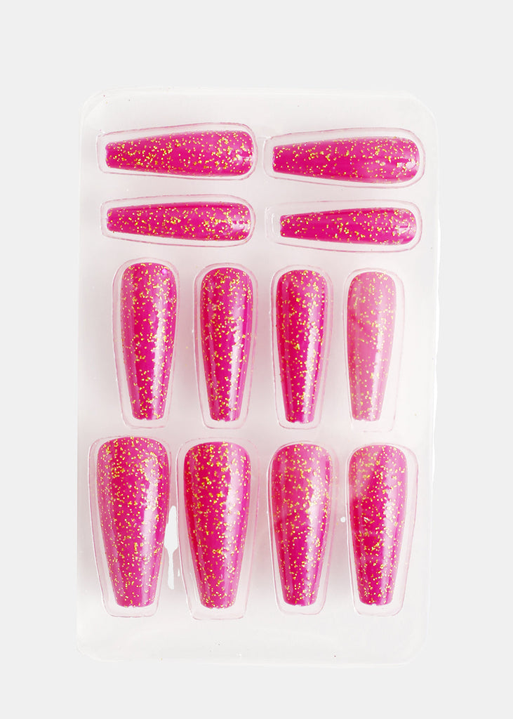 Shimmer Long Press-On Nails Pink NAILS - Shop Miss A