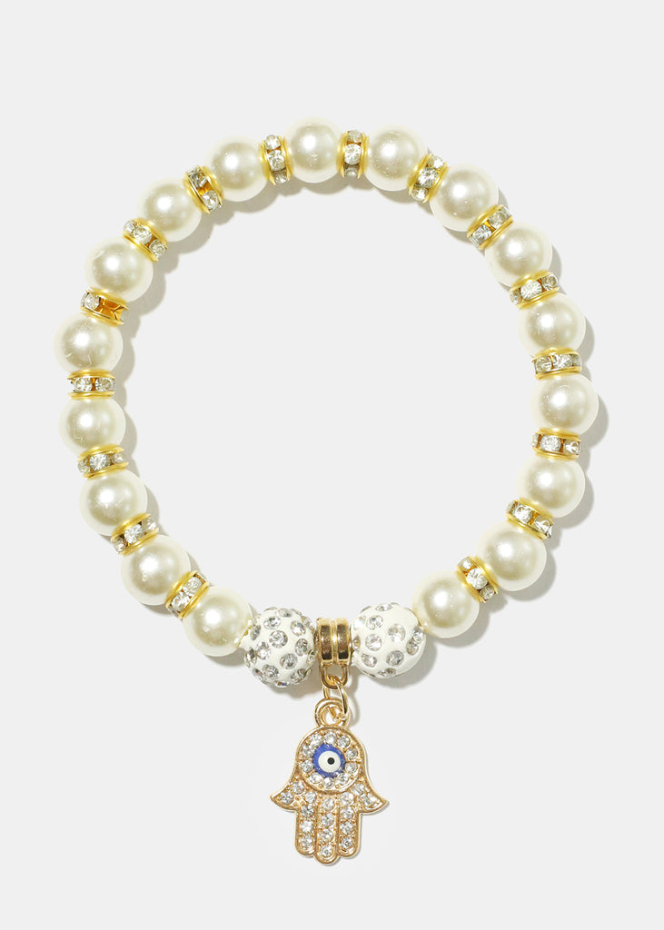 Hamsa Hand Pearl Bracelet Gold JEWELRY - Shop Miss A
