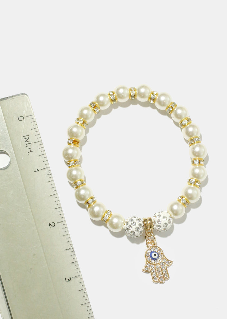 Hamsa Hand Pearl Bracelet  JEWELRY - Shop Miss A