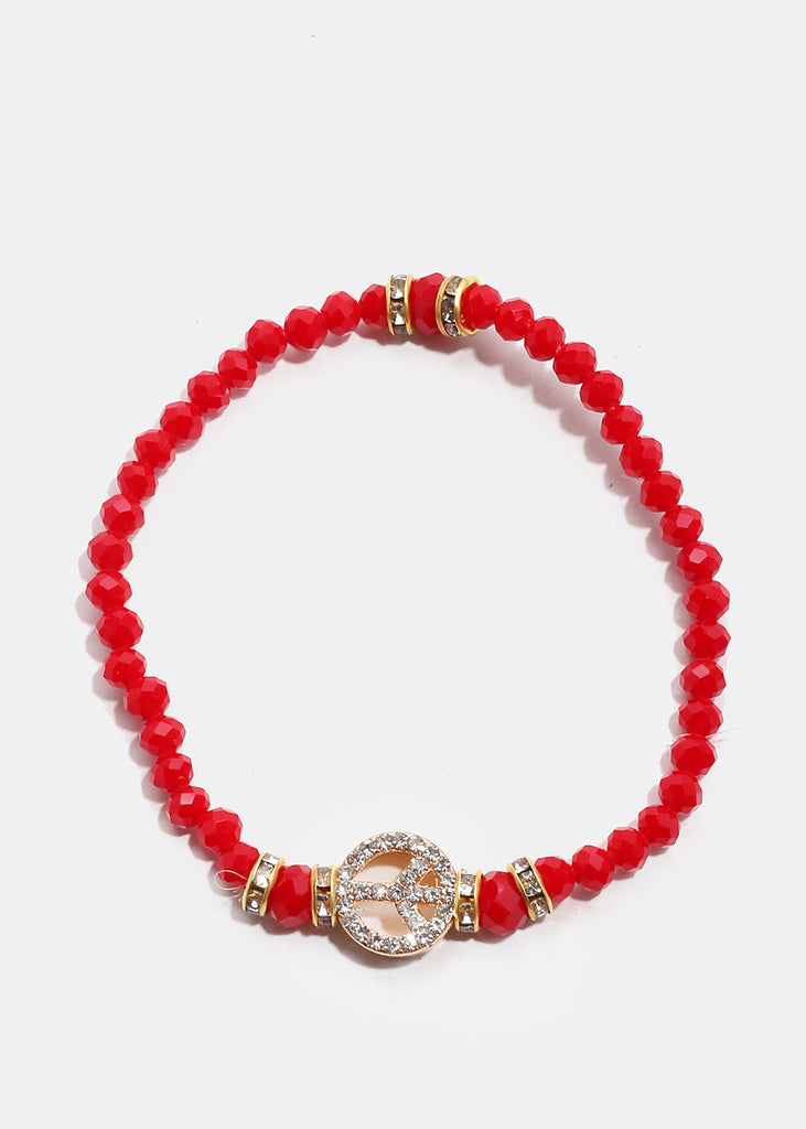 Peace Bead Bracelet Red/Gold JEWELRY - Shop Miss A