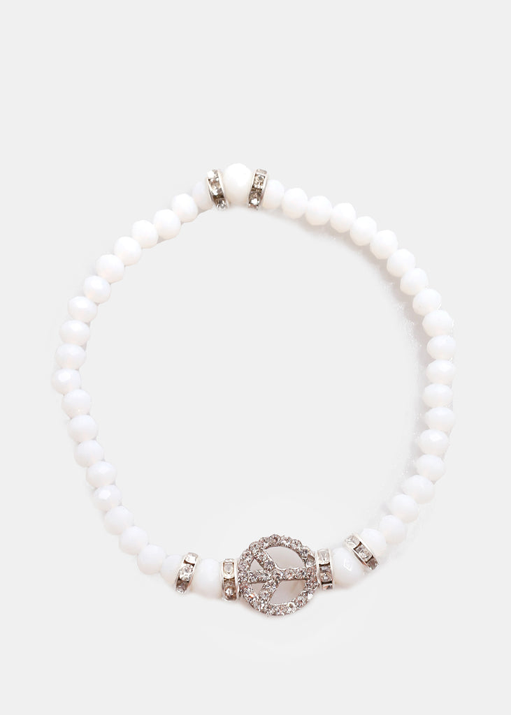 Peace Bead Bracelet White/Silver JEWELRY - Shop Miss A