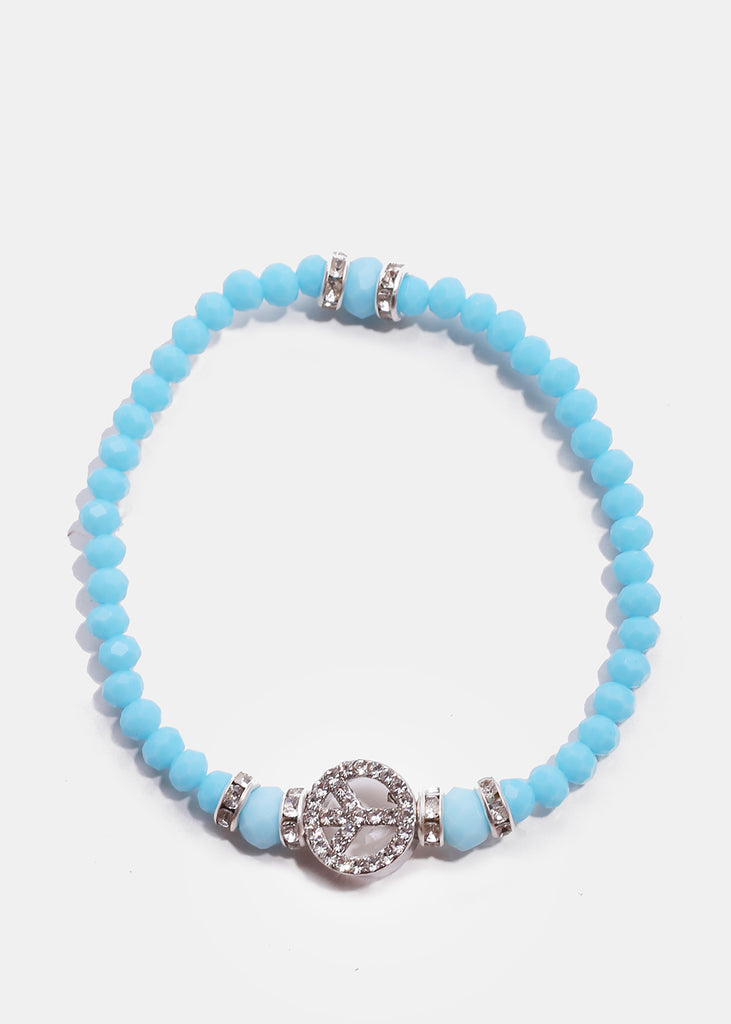 Peace Bead Bracelet Blue/Silver JEWELRY - Shop Miss A