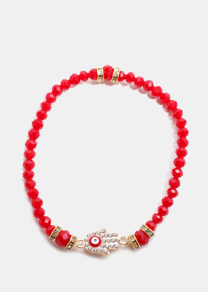 Hamsa Hand Bead Bracelet Red/Gold JEWELRY - Shop Miss A