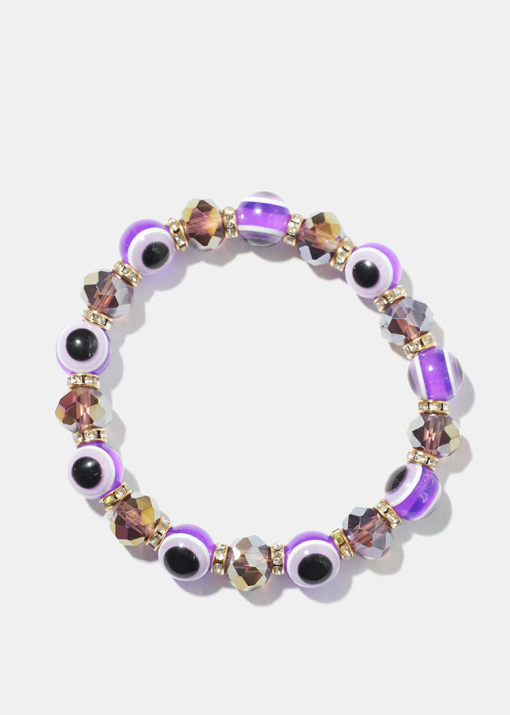 Evil Eye Vibrant Bead Bracelet G. Purple JEWELRY - Shop Miss A