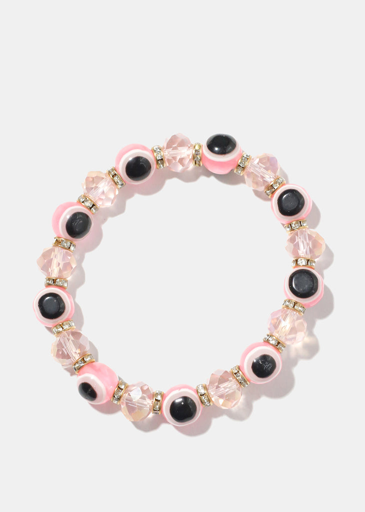 Evil Eye Vibrant Bead Bracelet G. Pink JEWELRY - Shop Miss A
