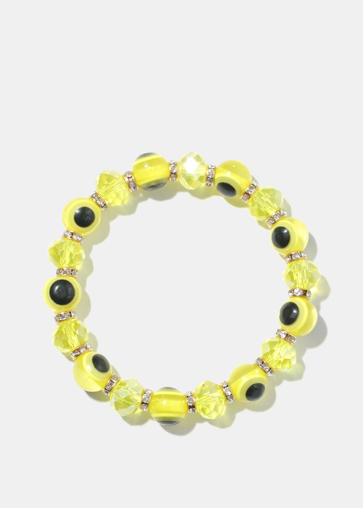 Evil Eye Vibrant Bead Bracelet G. Yellow JEWELRY - Shop Miss A