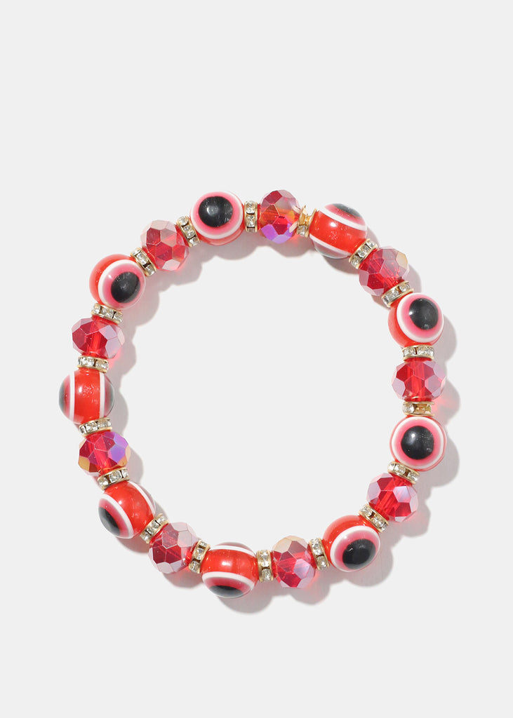 Evil Eye Vibrant Bead Bracelet G. Red JEWELRY - Shop Miss A