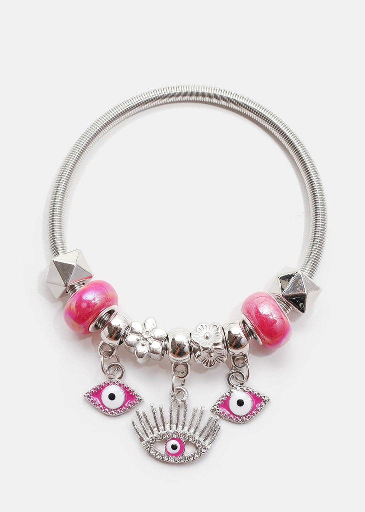 Evil Eye Charm Bangle S. Pink JEWELRY - Shop Miss A