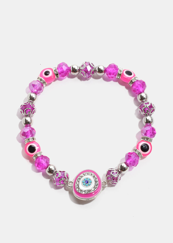 Big Evil Eye Bead Bracelet S. Pink JEWELRY - Shop Miss A