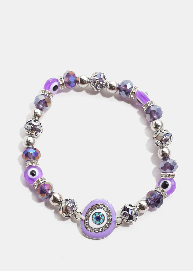 Big Evil Eye Bead Bracelet S. Purple JEWELRY - Shop Miss A