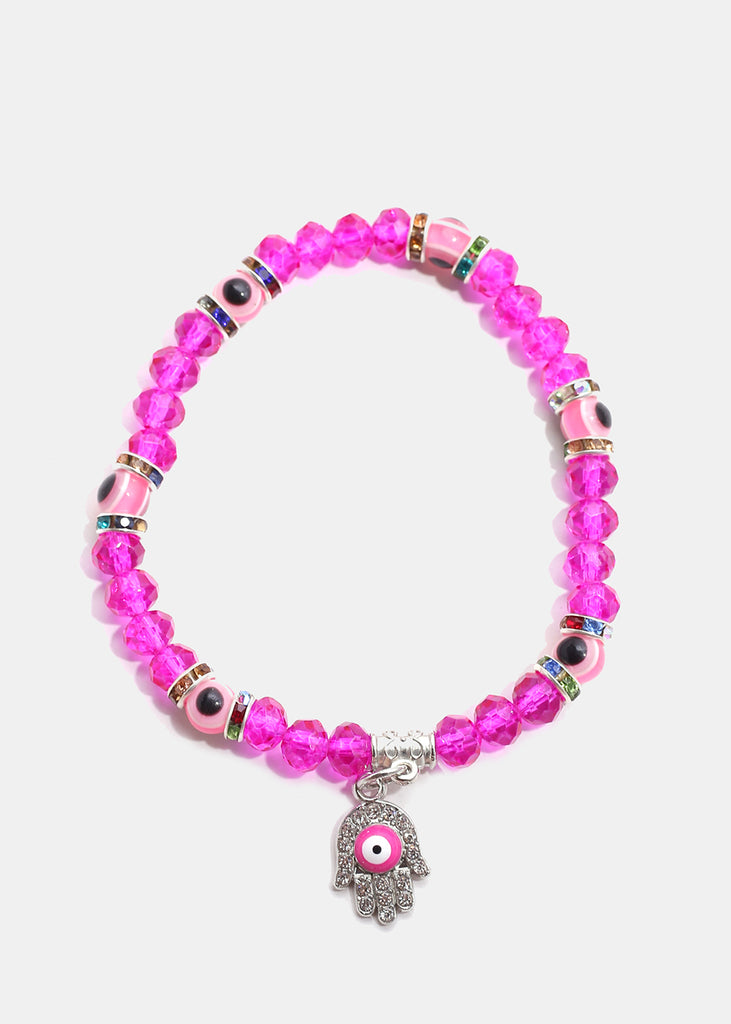 Hamsa Hand with Evil Eye Bead Bracelet S. Pink JEWELRY - Shop Miss A