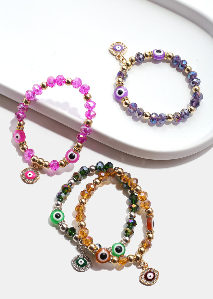 Colorful Evil Eye Bracelet & Earring Set  JEWELRY - Shop Miss A