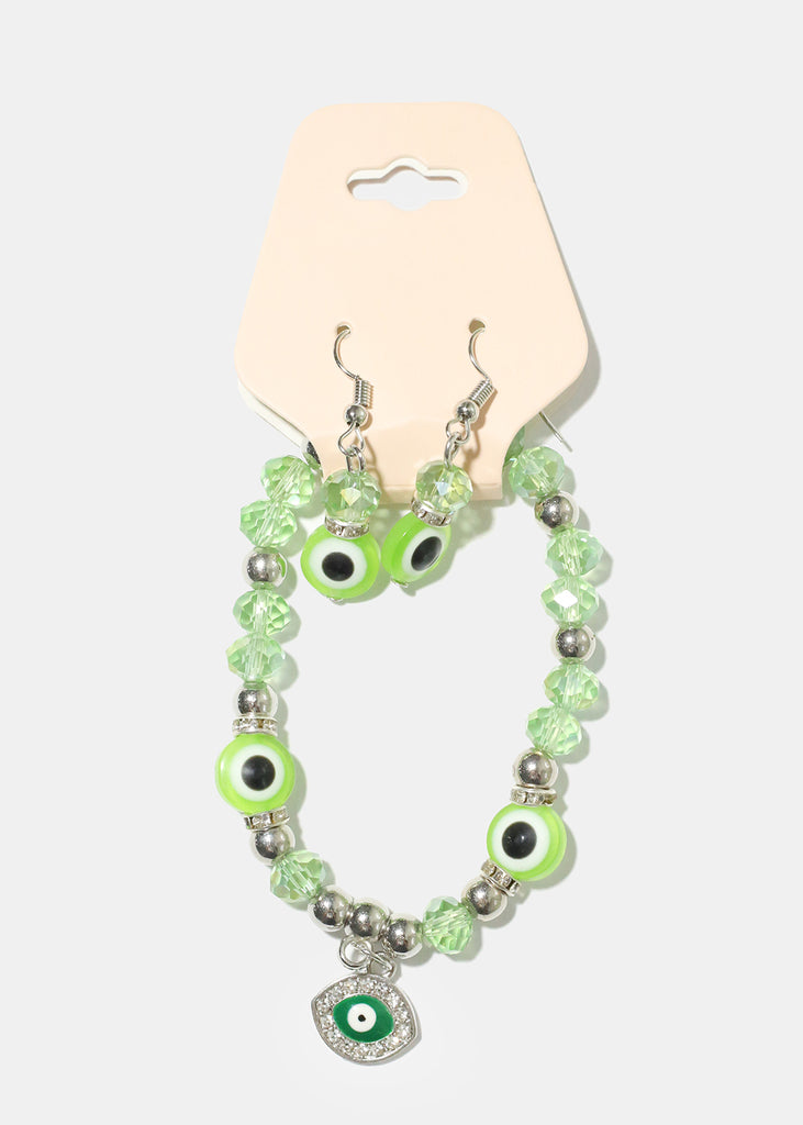 Evil Eye Earring and Bracelet Set S. Green JEWELRY - Shop Miss A