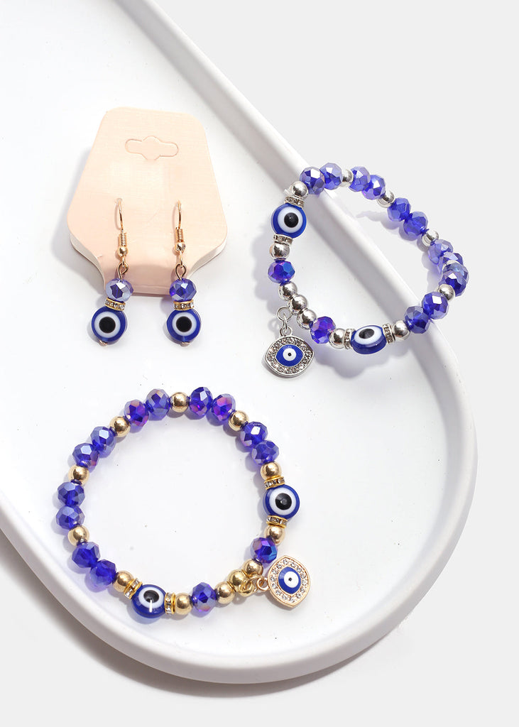 Blue Evil Eye Bracelet & Earring Set  JEWELRY - Shop Miss A