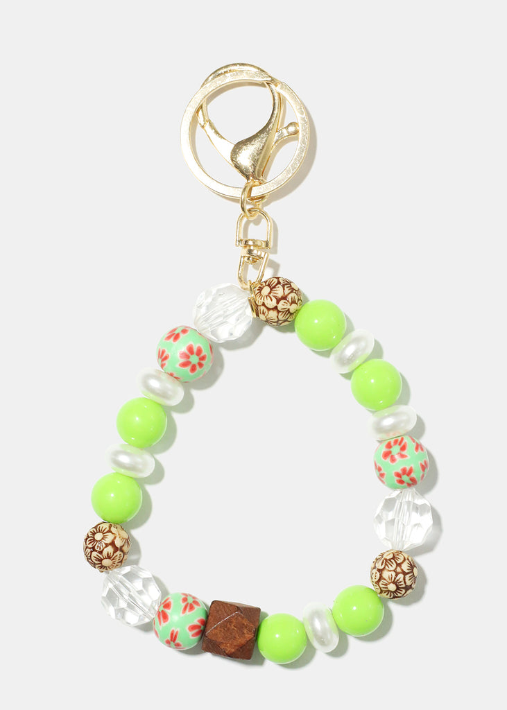 Wood and Pearl Bead Keychain Bracelet G. Green JEWELRY - Shop Miss A