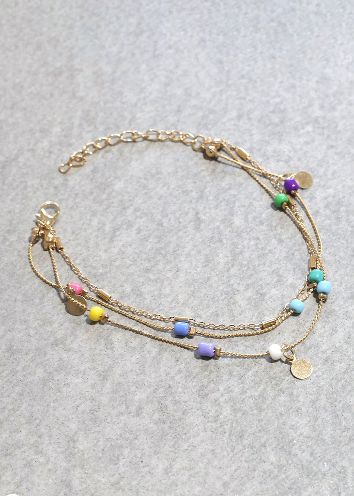 XX Color Beaded Anklet Gold JEWELRY - Shop Miss A