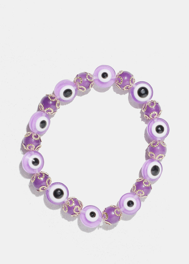 Evil Eye Beaded Bracelet G. Purple JEWELRY - Shop Miss A