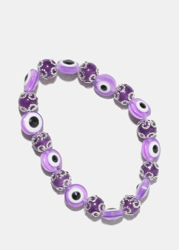 Evil Eye Beaded Bracelet S. Purple JEWELRY - Shop Miss A