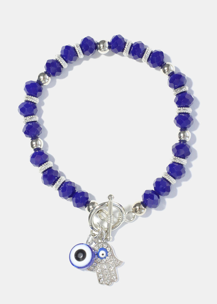 Hamsa Hand and Evil Eye Bead Bracelet Blue JEWELRY - Shop Miss A