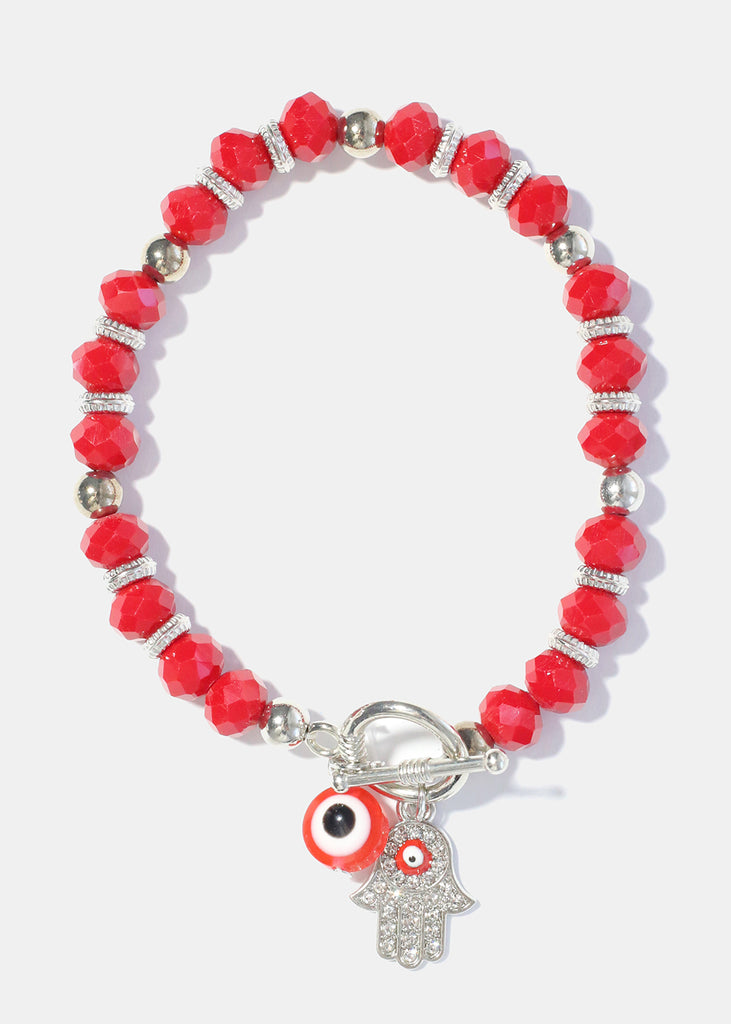 Hamsa Hand and Evil Eye Bead Bracelet Red JEWELRY - Shop Miss A