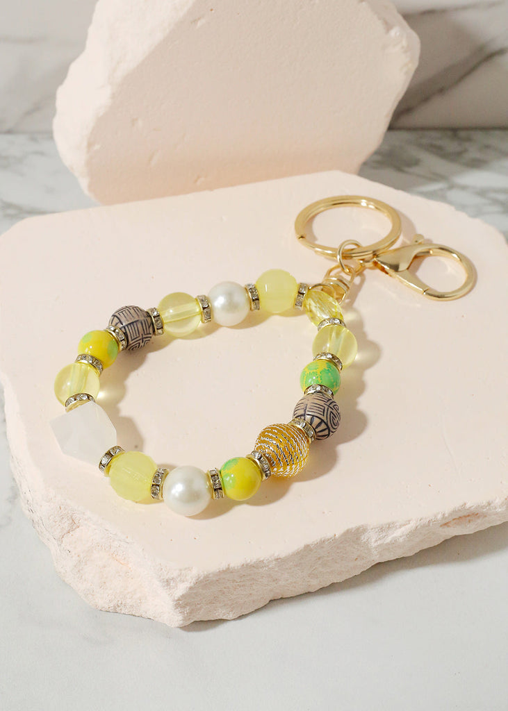 Colorful Stone Keychain Bracelet Gold/Yellow JEWELRY - Shop Miss A