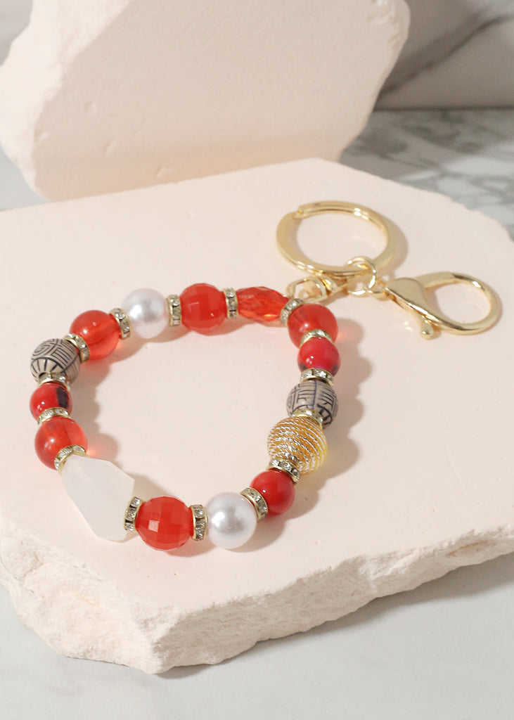 Colorful Stone Keychain Bracelet Gold/Red JEWELRY - Shop Miss A