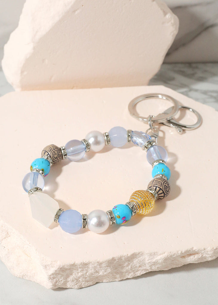 Colorful Stone Keychain Bracelet Silver/Blue JEWELRY - Shop Miss A