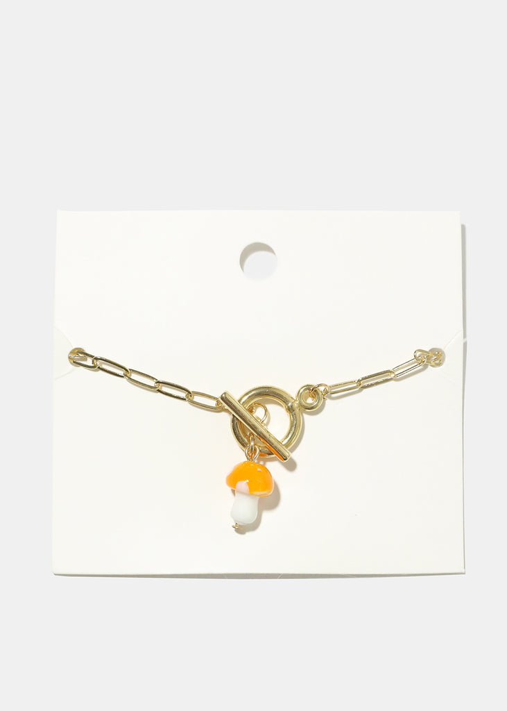 Mushroom Chain Link Bracelet Orange JEWELRY - Shop Miss A