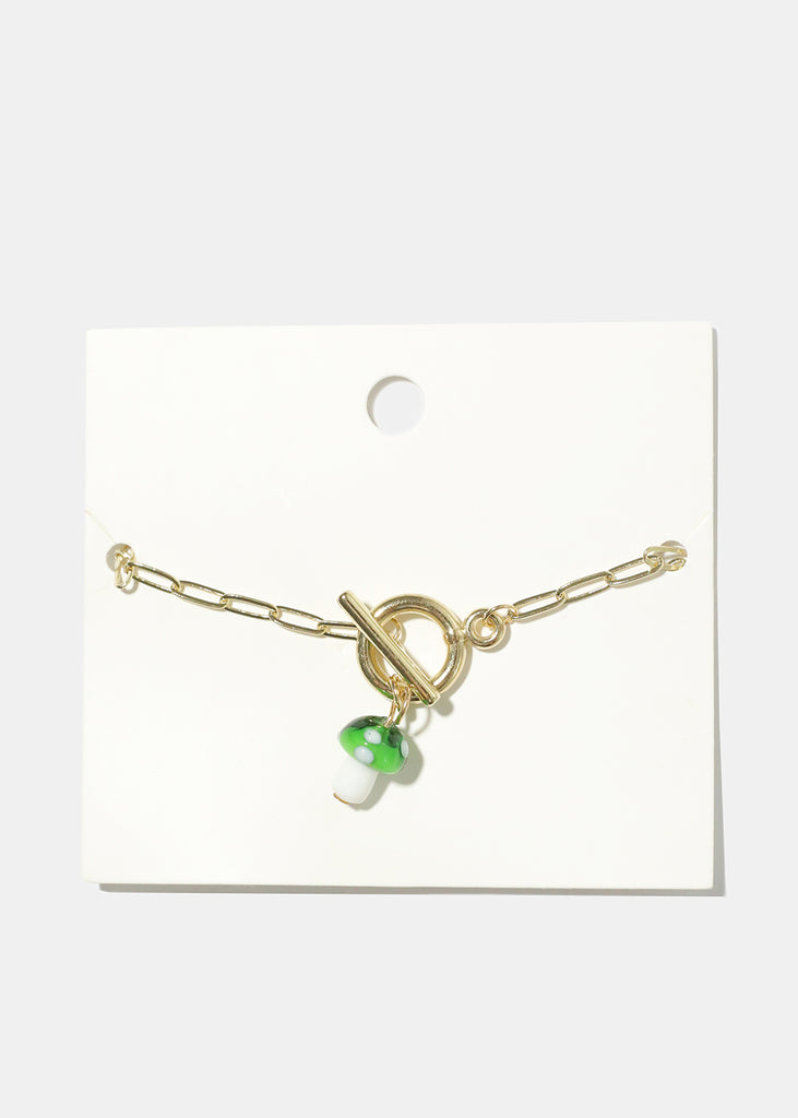 Mushroom Chain Link Bracelet Green JEWELRY - Shop Miss A