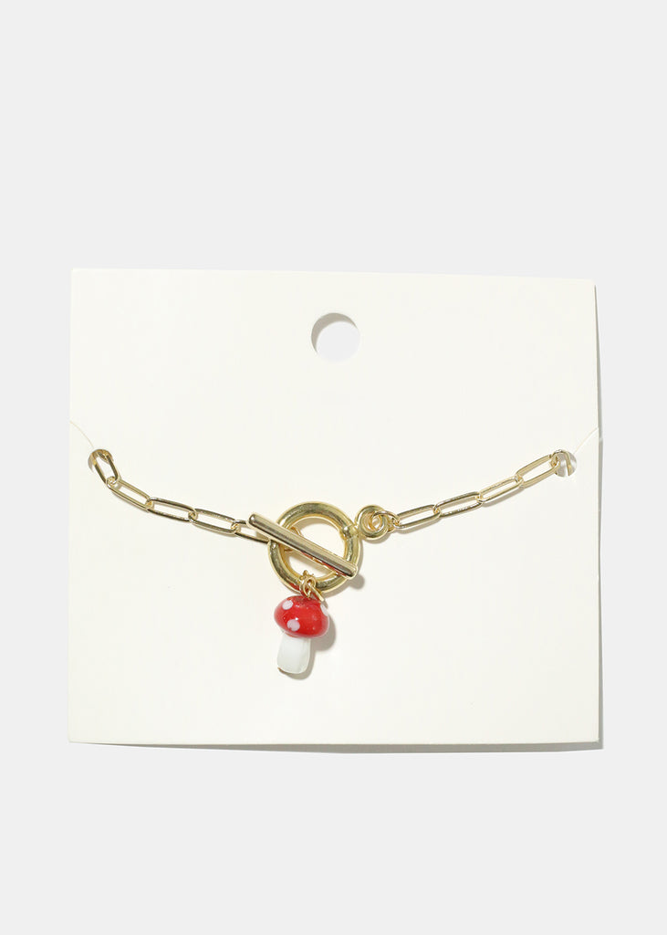 Mushroom Chain Link Bracelet Red JEWELRY - Shop Miss A