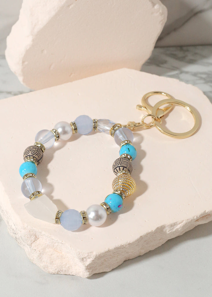 Colorful Stone Keychain Bracelet Gold/Blue JEWELRY - Shop Miss A