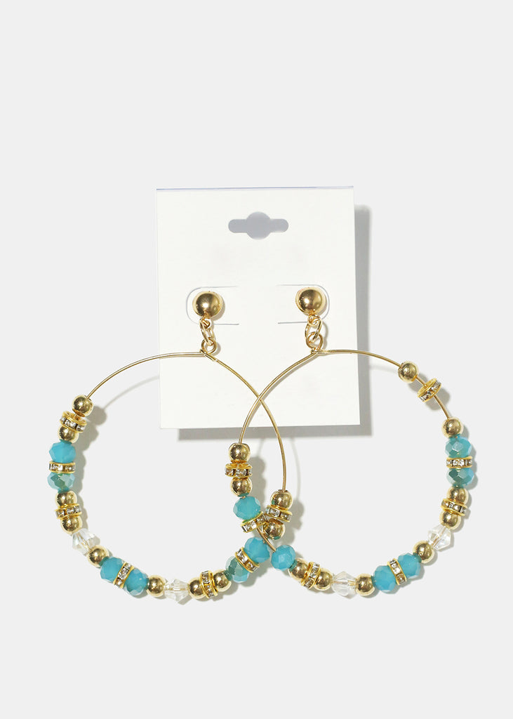 Bead Hoop Earrings Blue JEWELRY - Shop Miss A