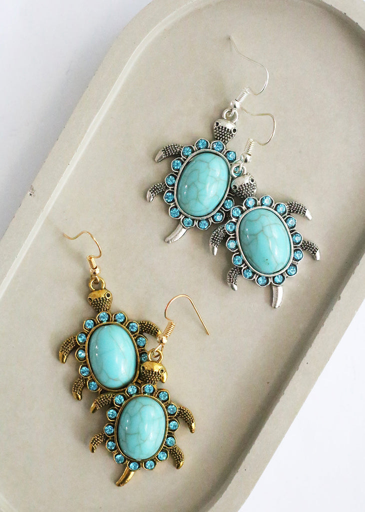 Turquoise Turtle Earrings  JEWELRY - Shop Miss A