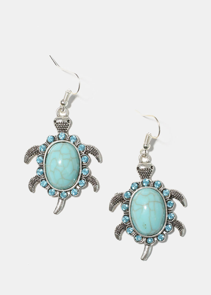 Turquoise Turtle Earrings Silver JEWELRY - Shop Miss A