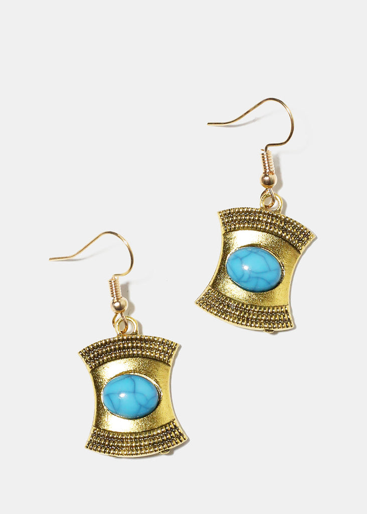 Turquoise Square Earrings Gold JEWELRY - Shop Miss A