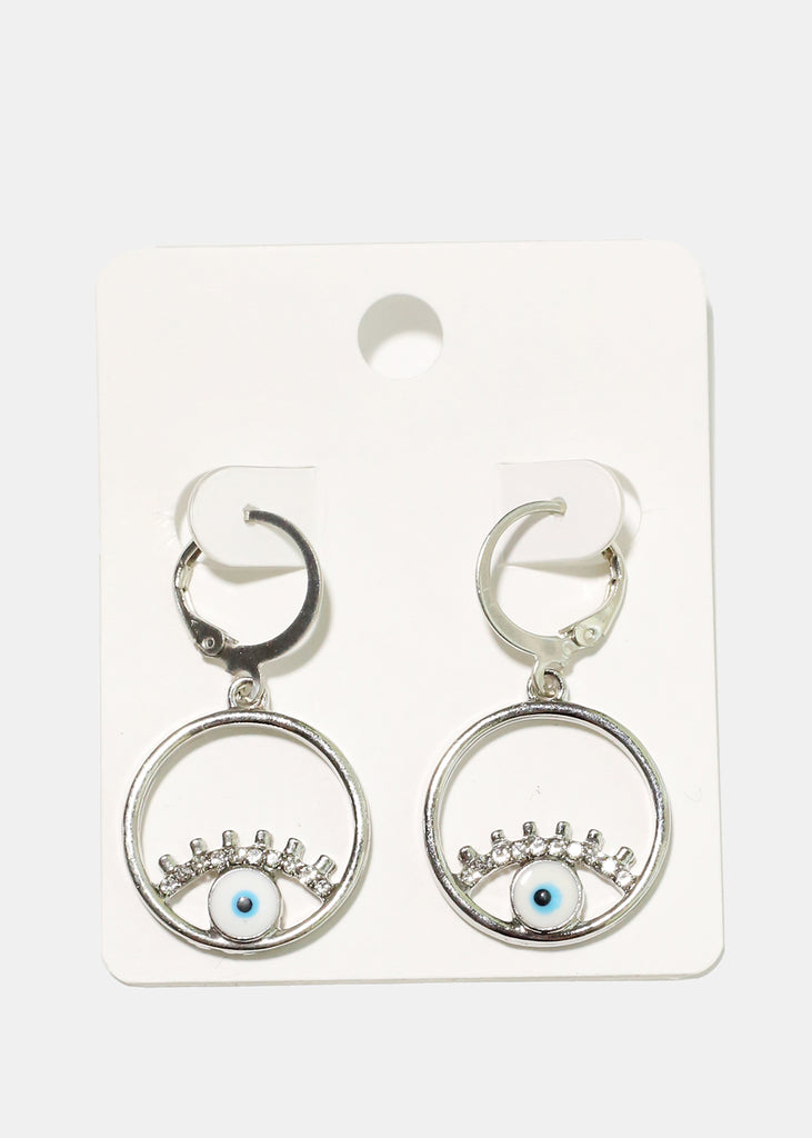 Evil Eye Circle Earrings Silver JEWELRY - Shop Miss A