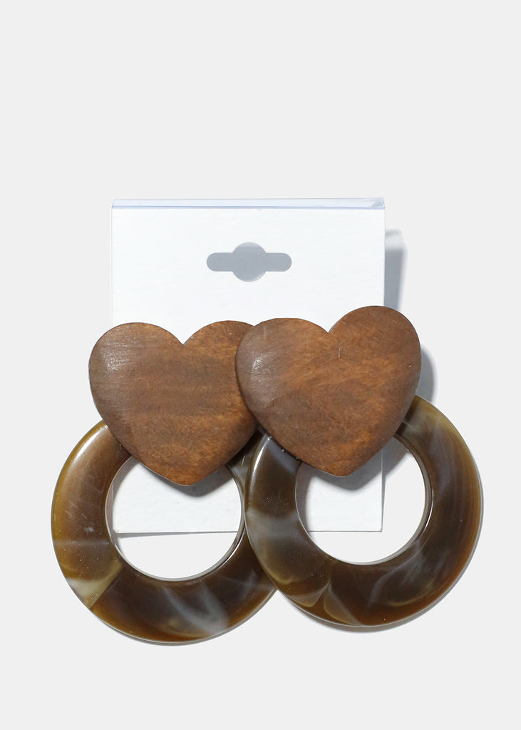 Hoop Earrings with Heart Brown JEWELRY - Shop Miss A