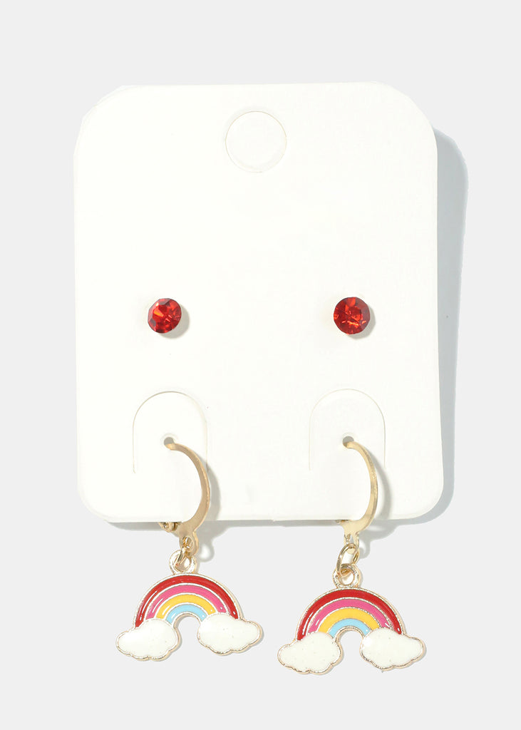 Rainbow Dangle Earrings Red JEWELRY - Shop Miss A