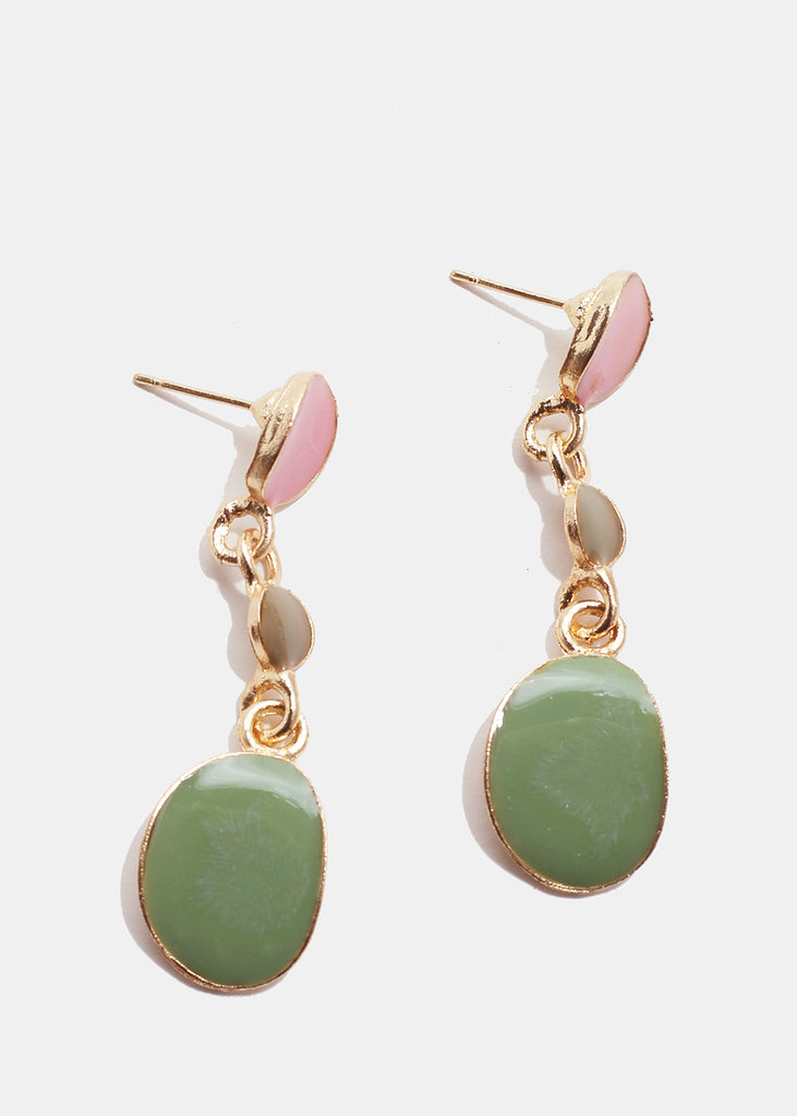 Enamel Dangle Earrings Green JEWELRY - Shop Miss A
