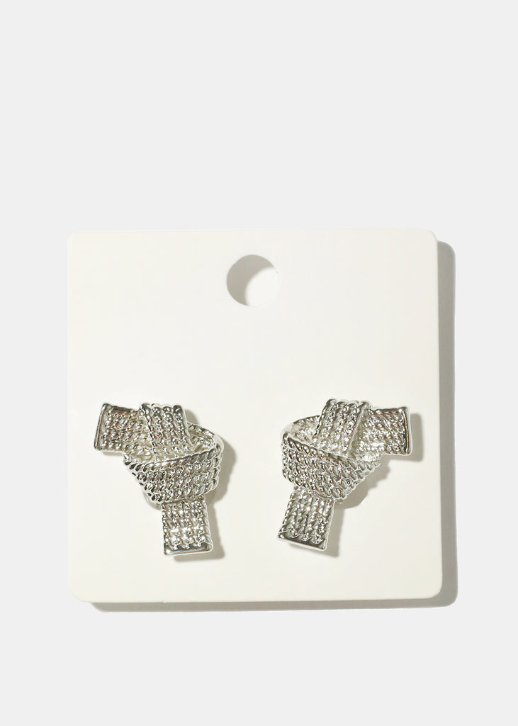 Knotted Clip-On Earrings Silver JEWELRY - Shop Miss A