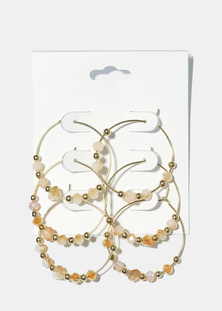 Hoop Earrings with Crystal Beads Gold JEWELRY - Shop Miss A