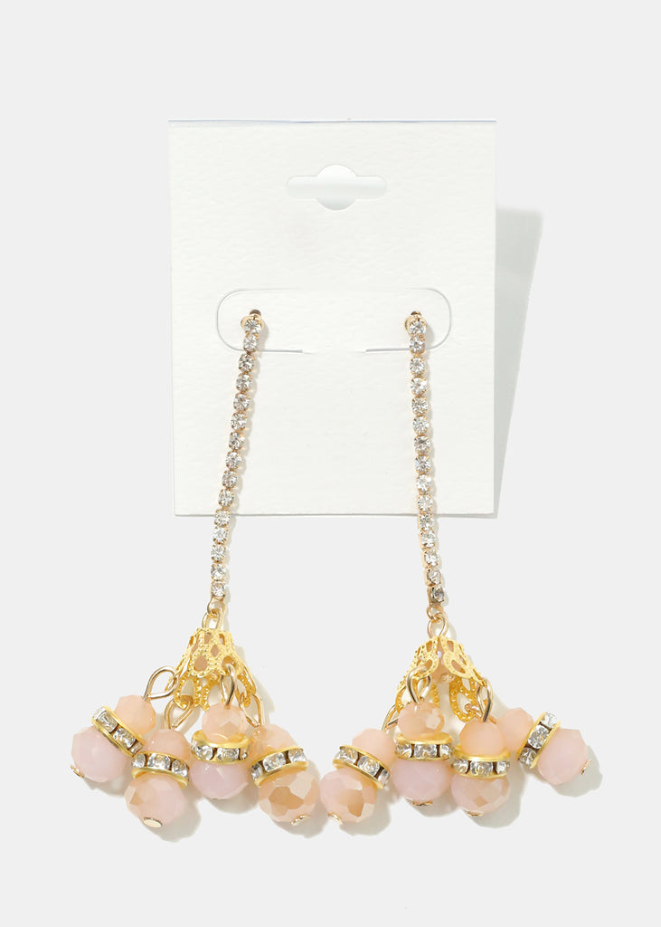 Cluster Crystal Dangle Earrings Peach JEWELRY - Shop Miss A