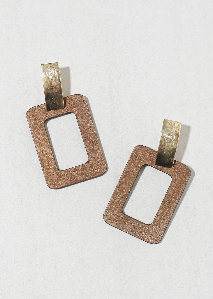 Chic Rectangular Wood Earrings Brown JEWELRY - Shop Miss A