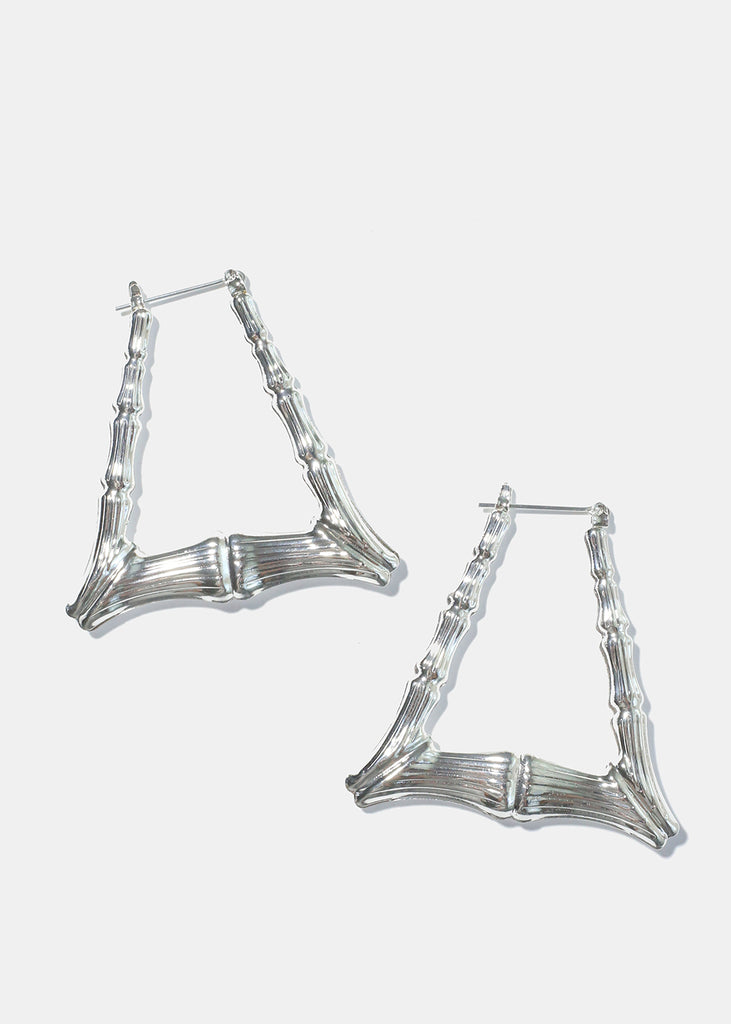 Triangle Bamboo Earrings Silver JEWELRY - Shop Miss A