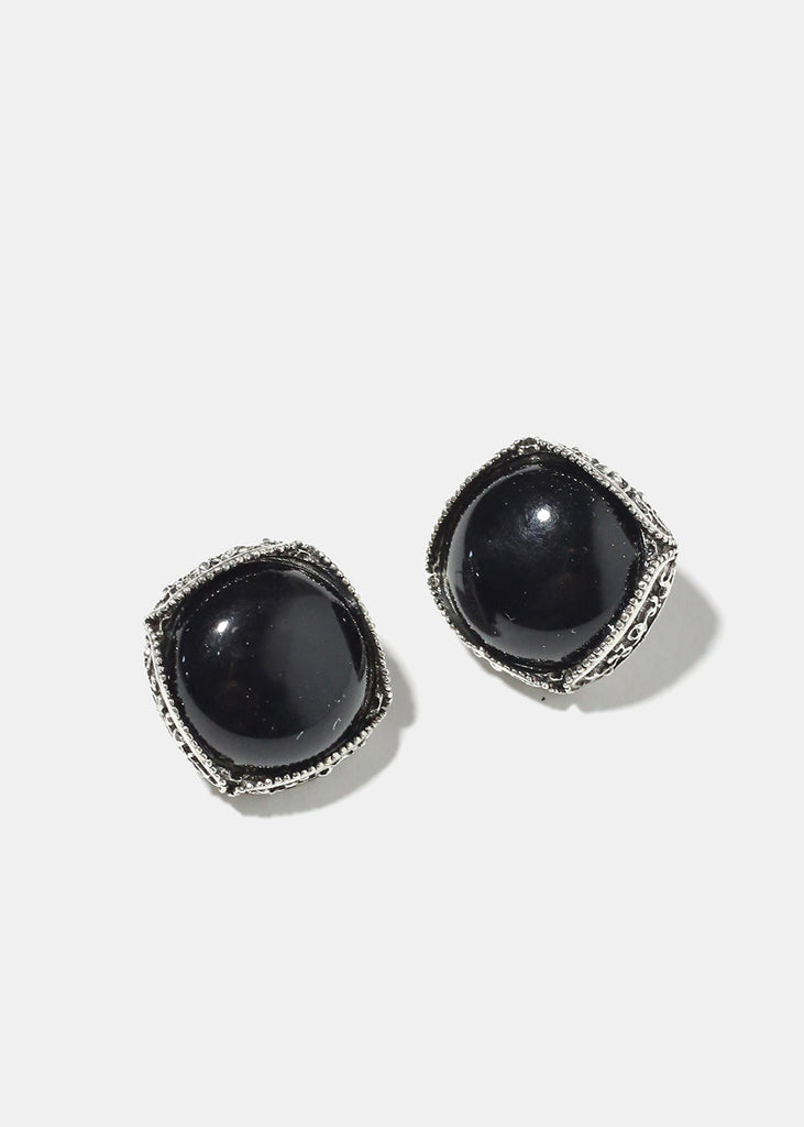 Marbled Square Earrings Black JEWELRY - Shop Miss A