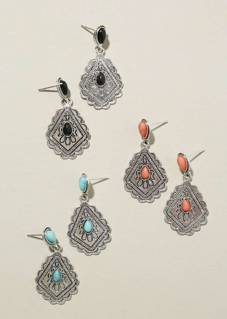 Rhombus Stone Earrings  JEWELRY - Shop Miss A