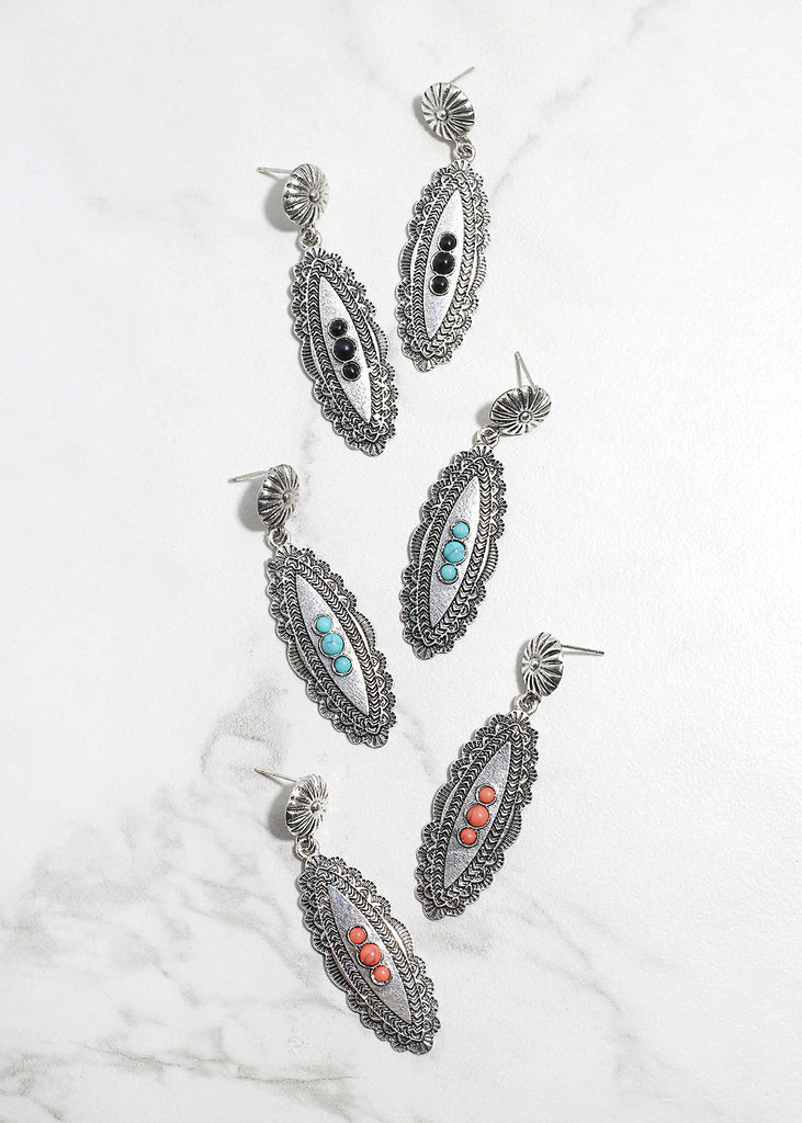 Oval Stone Dangle Earrings  JEWELRY - Shop Miss A