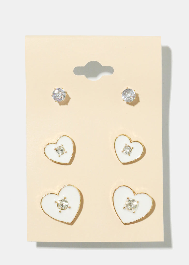 3 Pair Heart Earrings G. White JEWELRY - Shop Miss A