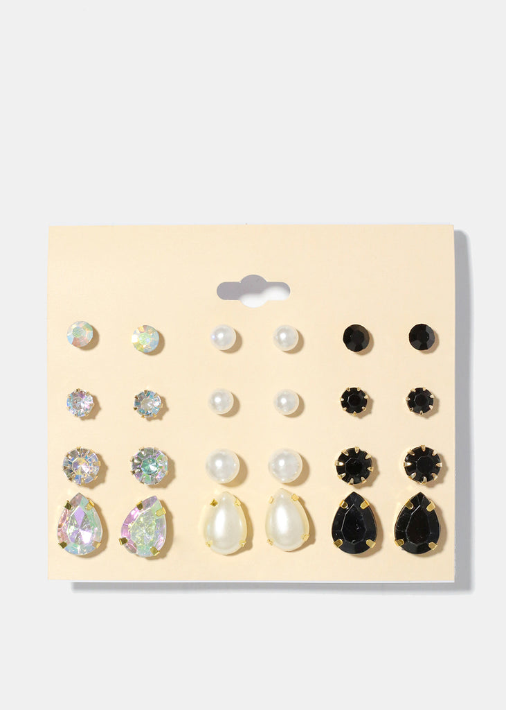 12 Pair Studs and Pearl Earrings Style 1 JEWELRY - Shop Miss A
